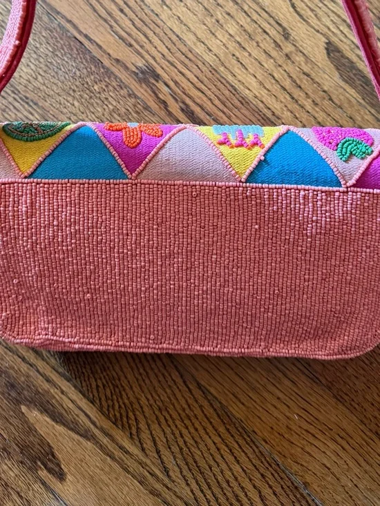 Coral beaded Patchwork Shoulder Bag - Picture 7 of 13